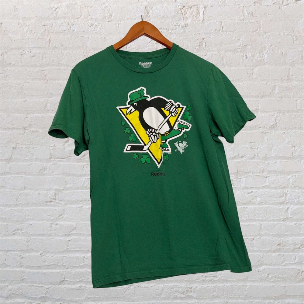 Reebok Pittsburgh Penguins St Patricks Day T-Shirt‎ Mens Medium Green NHL Hockey